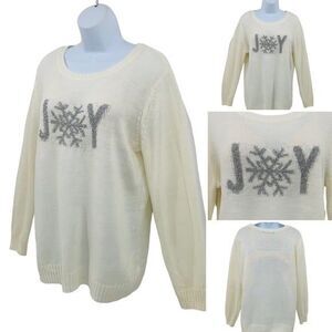 Signature Collection Metallic JOY Snowflake Sweater Sz. XL